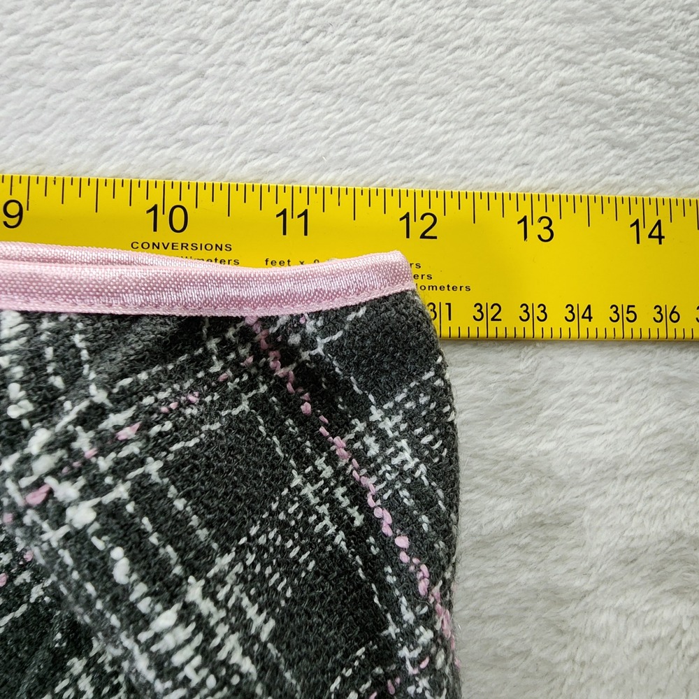 Plaid Tweed Midi Skirt Womens Medium Black Pink A-Line Y2K Grunge Coquette Retro - Picture 10 of 13